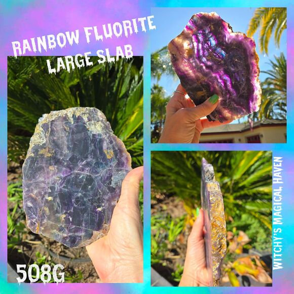 Rainbow Fluorite Large Polished Crystal Slab, 508g (1.12lbs) - Picture 9 of 11